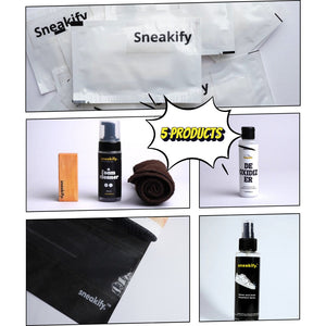 Pack of 5 | Sneaker Cleaning Kit , Sneaker Wipes, Sneaker Midsole De Oxidizer, Water and Stain Repellant Spray, Sneaker Bags